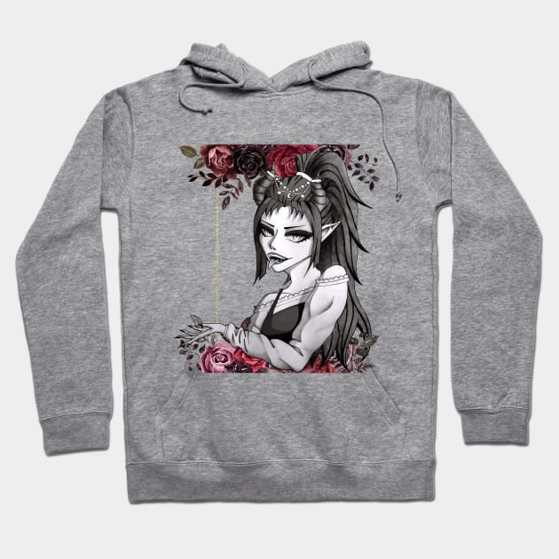 Succubus: Demonic Beauty (gothic flowers) Hoodie by AranisuDrawings